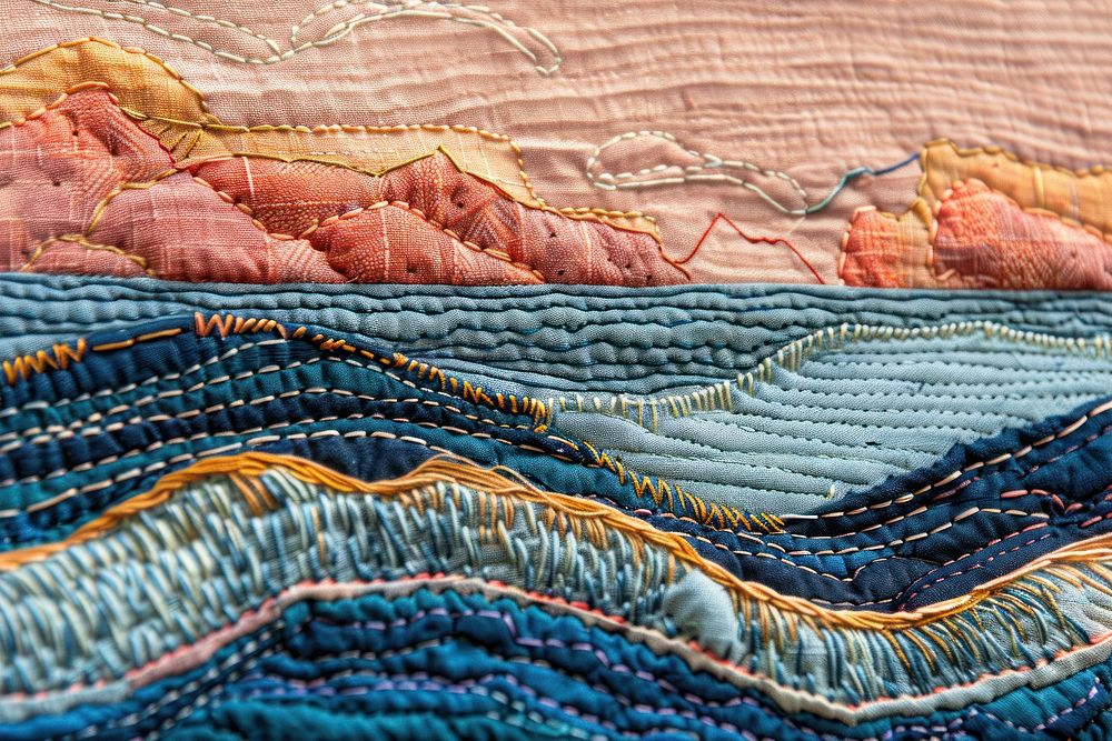 Seascape embroidery quilt furniture.