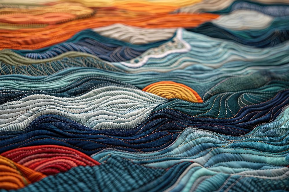 Seascape quilt blanket.