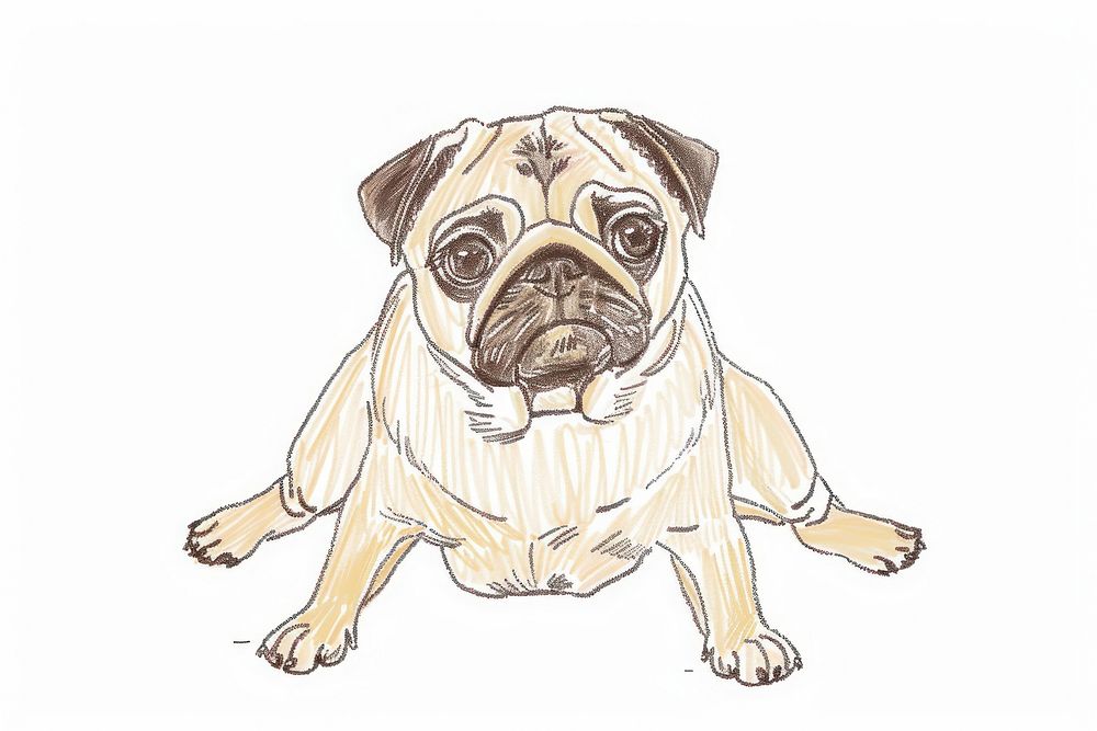 Hand-drawn sketch pug illustrated drawing person.