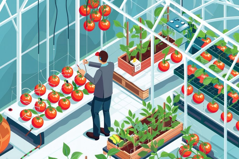 Smart equipment inside the greenhouse gardening outdoors gardener.