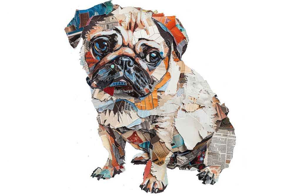 Craft collage pug animal canine mammal.