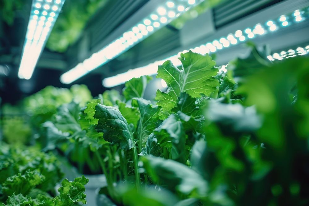A smart indoor farm vegetable produce plant.