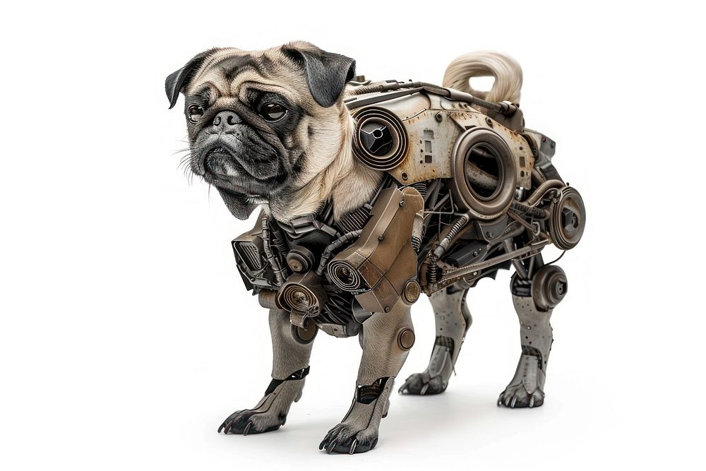 Cyborg pug animal canine mammal.