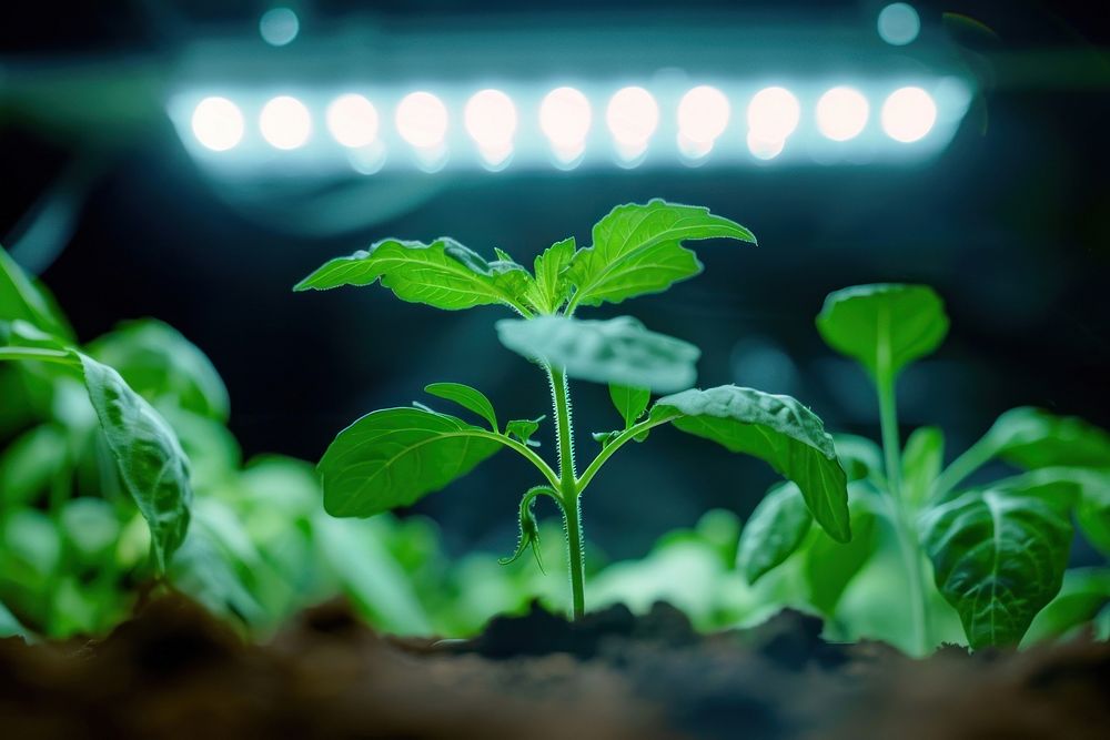 A smart indoor farm plant lighting outdoors.