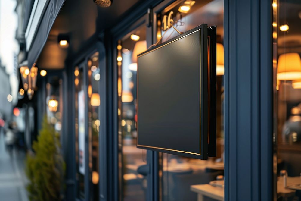 Sign out of restaurant mockup electronics television hardware.