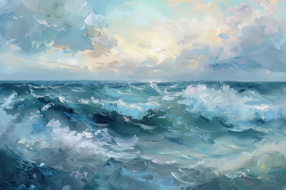 Seascape painting outdoors scenery.
