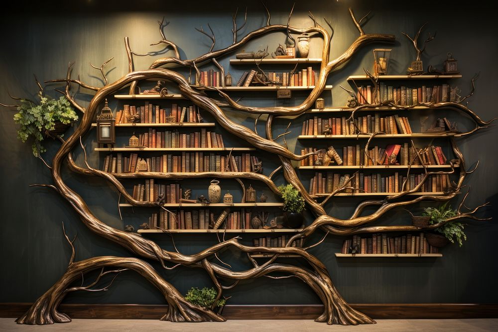 Bookshelf that resembles a climbing tree furniture bookcase wood.