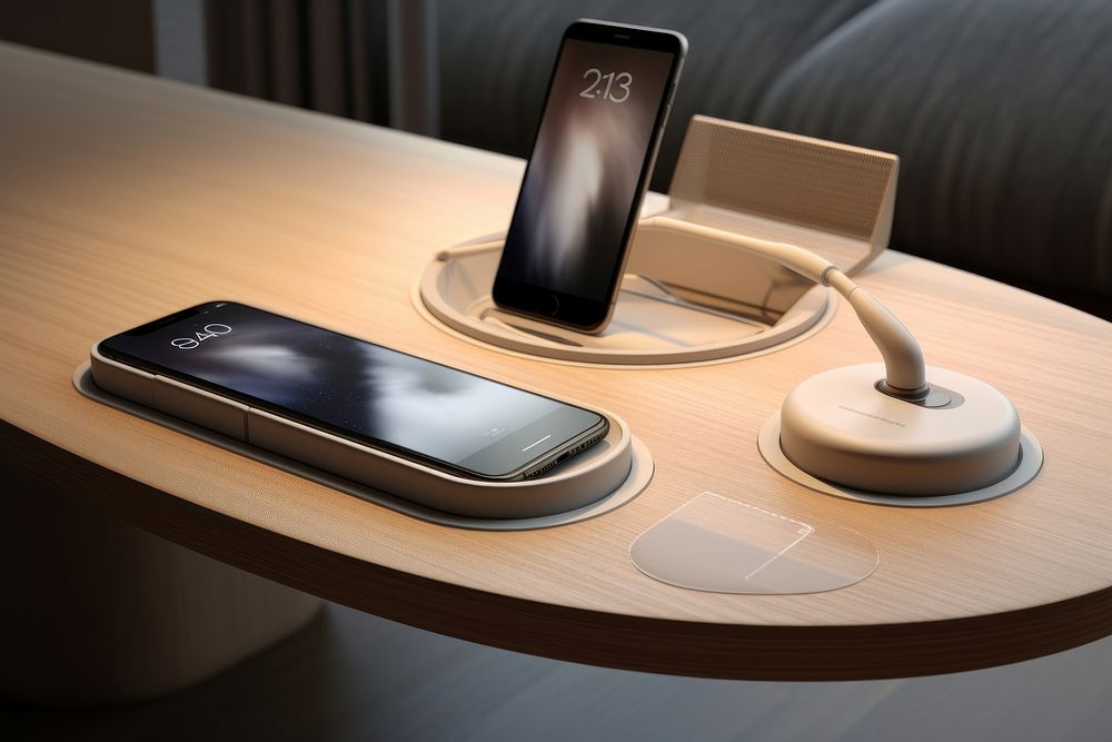 Desk electronics furniture iphone.