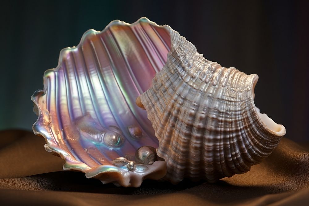 Close-up of a single seashell conch invertebrate seafood.