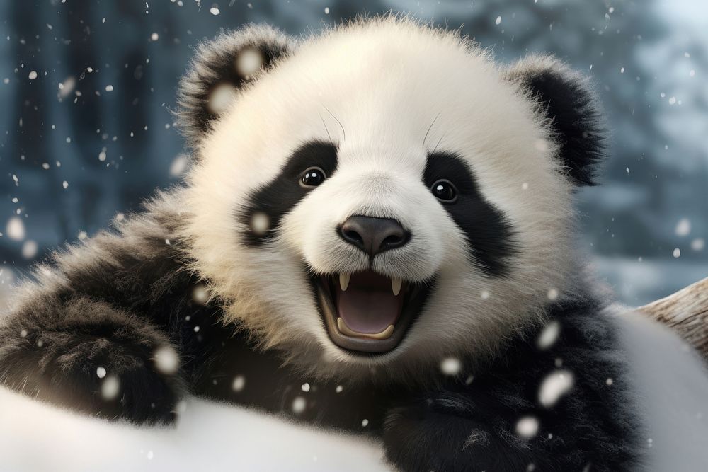 Playful panda cub wildlife animal mammal.