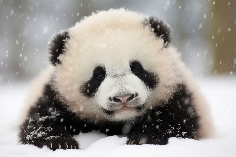 Playful panda cub wildlife animal mammal.