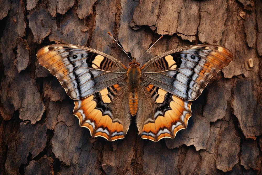 Butterfly with patterned brown wings invertebrate animal insect.