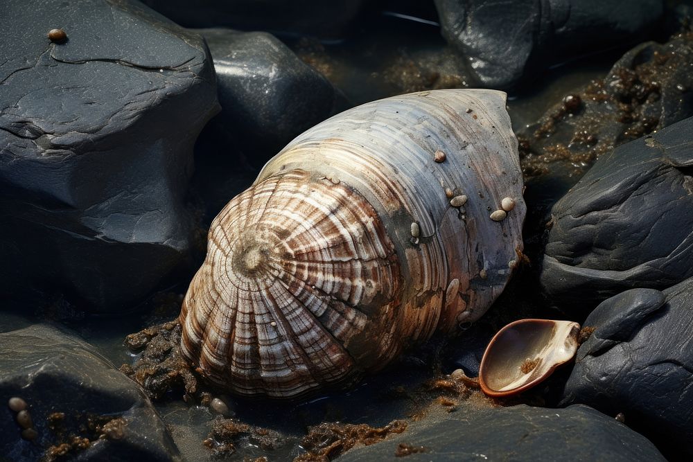 Fossilized seashell invertebrate seafood animal.