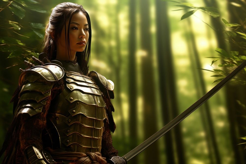 Female samurai warrior weapon armor weaponry.