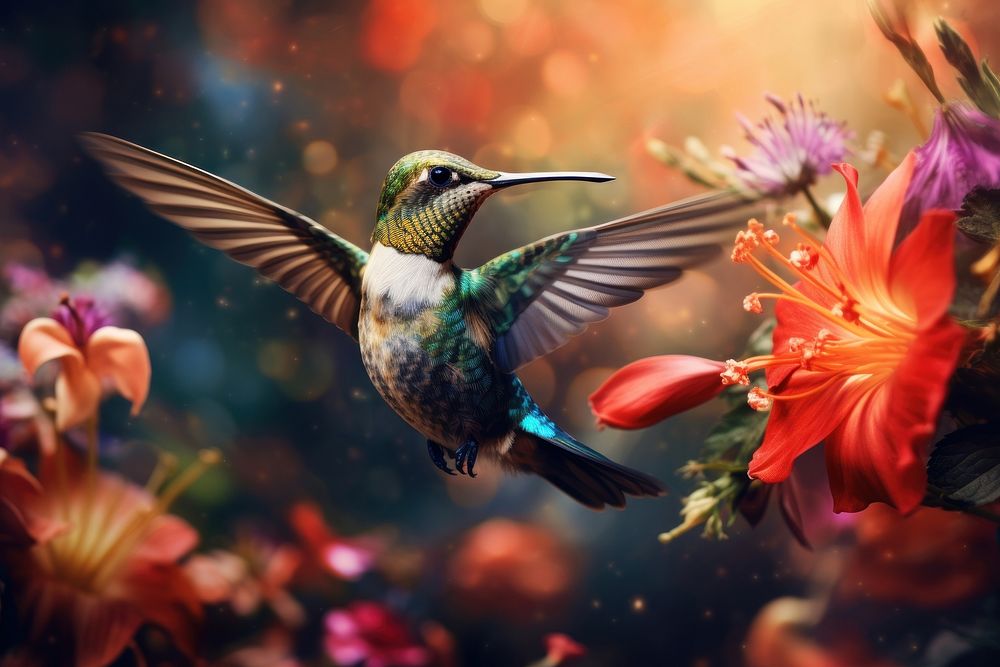 Hummingbird in flight animal.