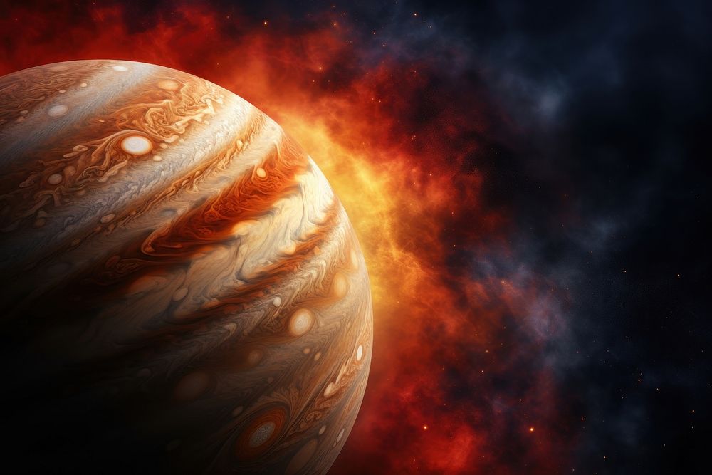 Jupiter-like gas giant with a swirling Great Red Spot astronomy universe planet.