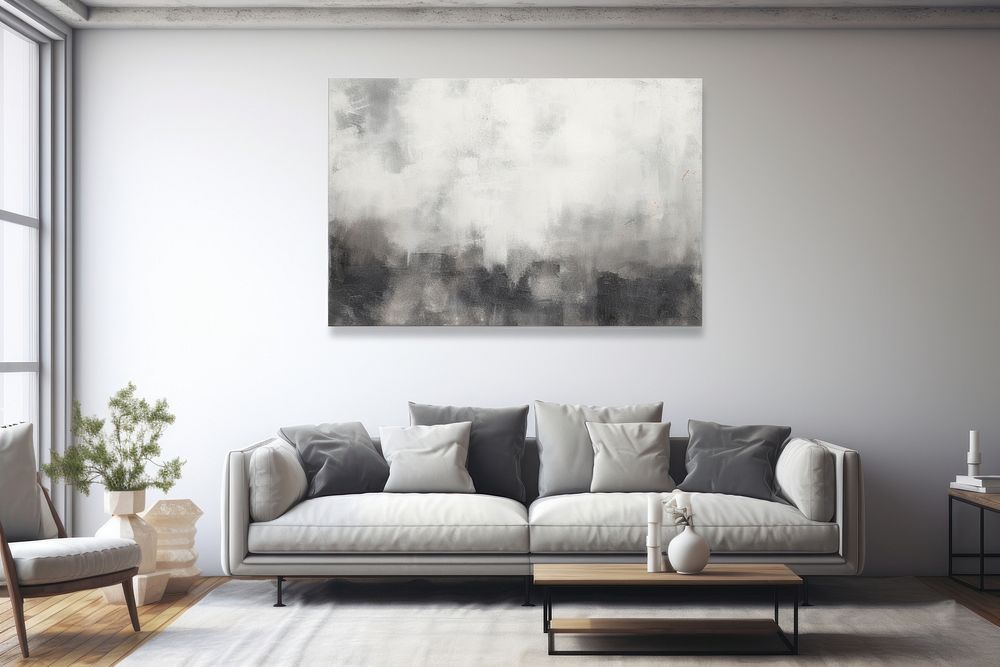 Abstract canvas art architecture furniture.