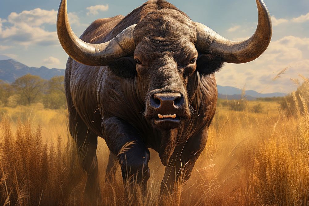 Massive bull standing livestock wildlife longhorn.