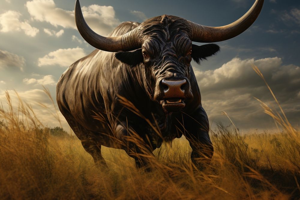 Massive bull standing livestock longhorn wildlife.
