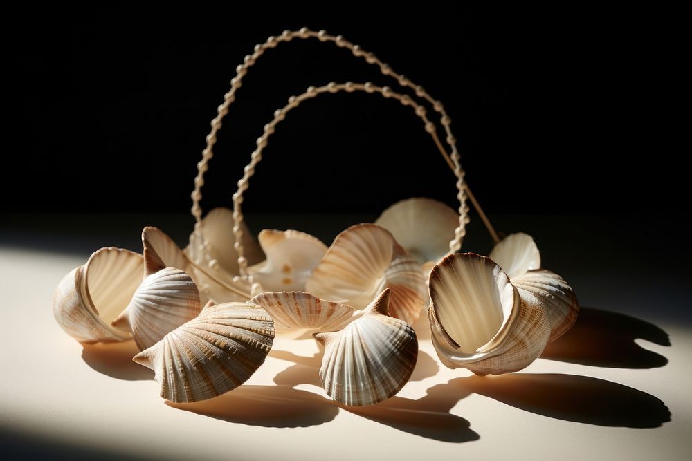 Seashell necklace invertebrate chandelier seafood.