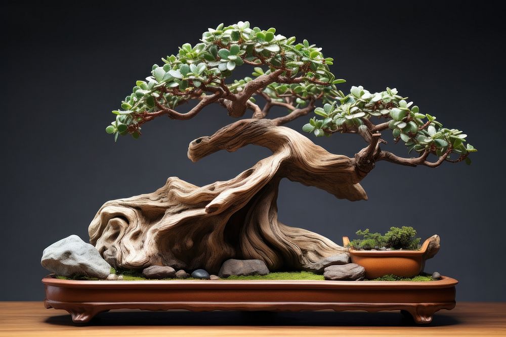 Succulent bonsai plant tree wood.
