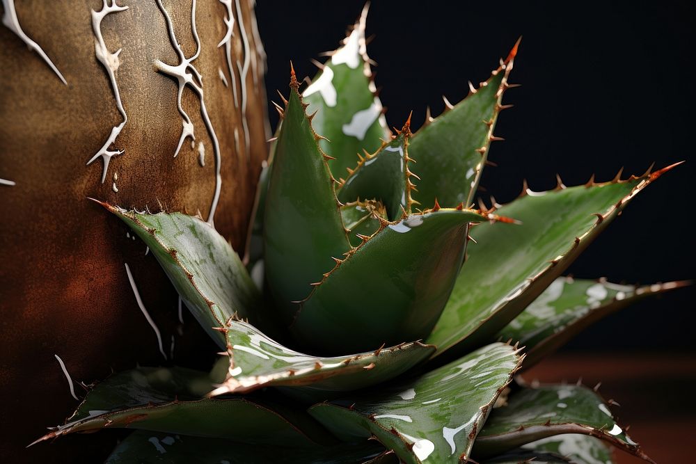Succulent with signs of wear and tear plant aloe produce.