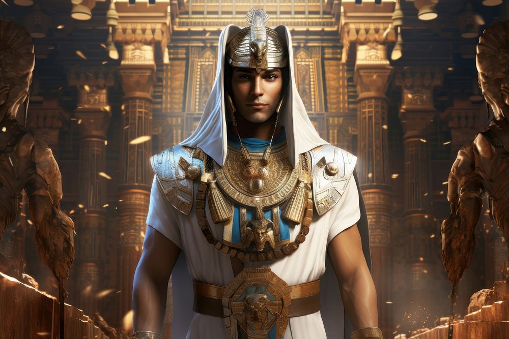 Pharaoh standing in a grand hall necklace accessories accessory.