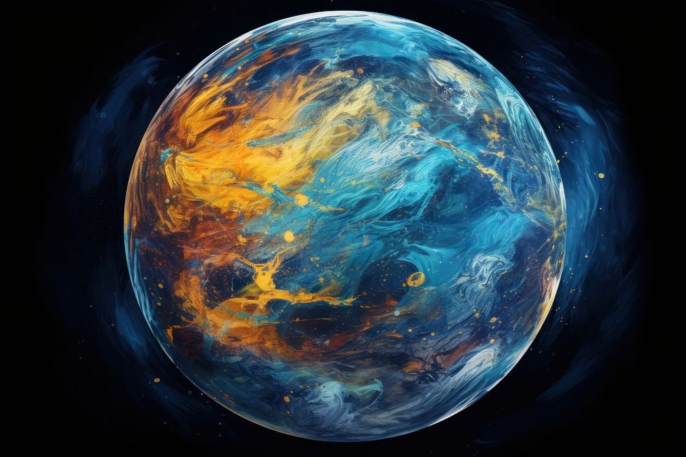 Planet painted in a Van Gogh style astronomy universe person.