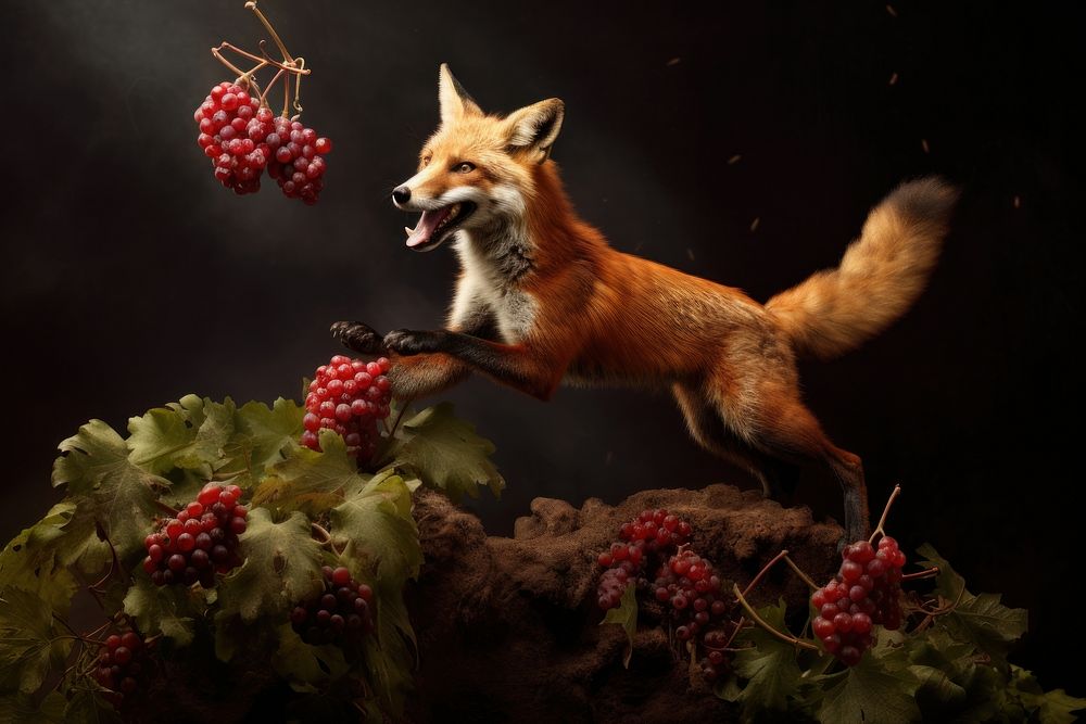 Red fox balancing on its hind legs wildlife produce animal.