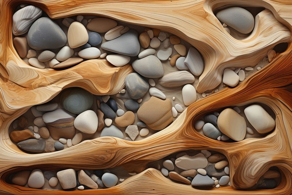 Abstract artwork wood medication pebble.