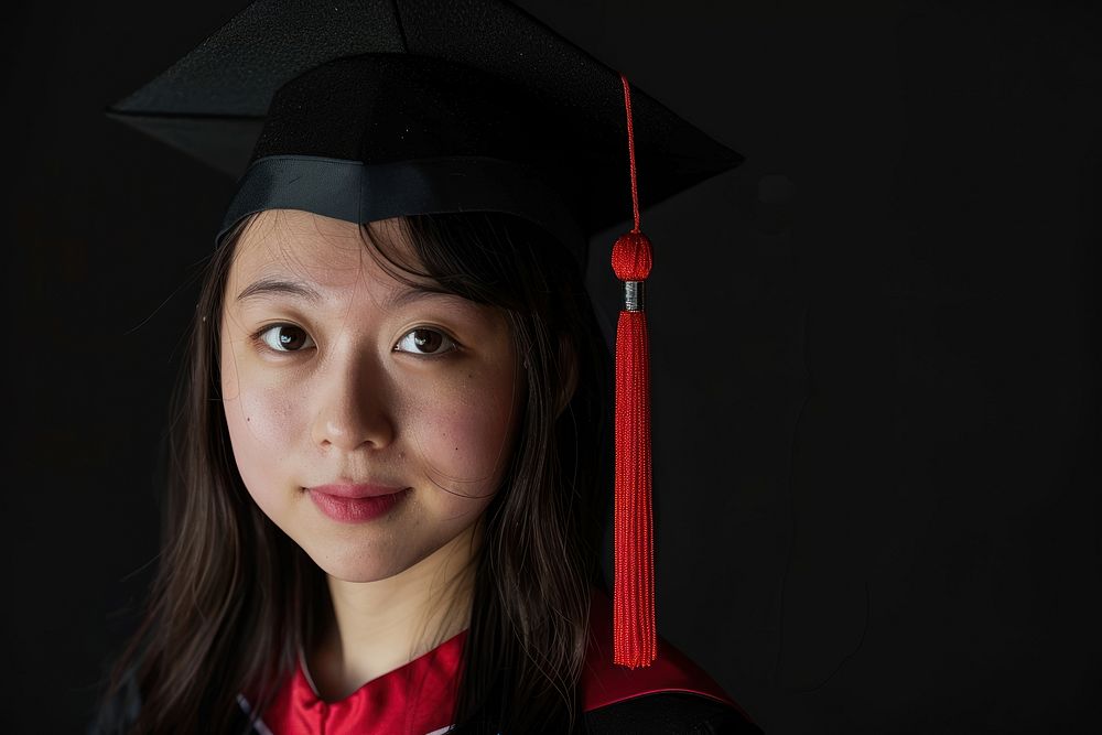 A portrait photo of asain woman graduation photo photography student people.