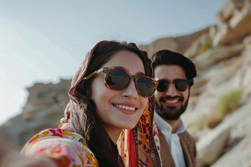 Pakistani couple selfie together photo accessories photography.