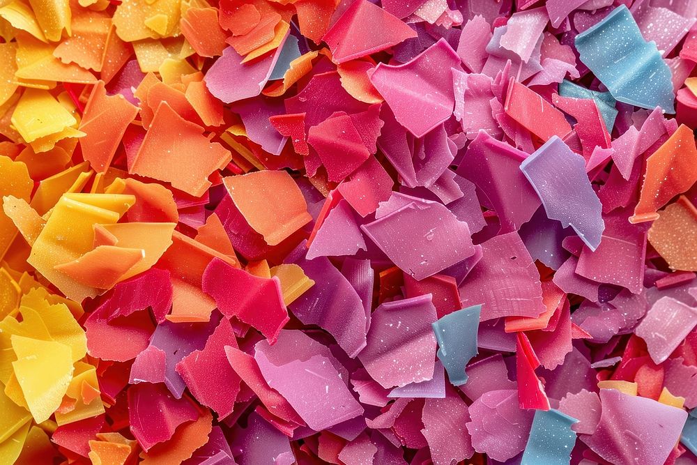 Colorful soy wax flakes used for candle making confetti blossom flower.