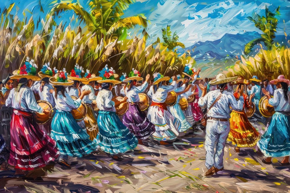 Fiesta de la Virgen de Guadalupe festival illustrated recreation clothing.