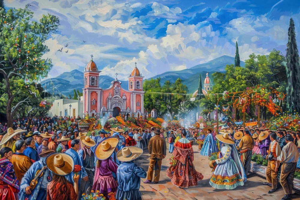 Fiesta de la Virgen de Guadalupe festival painting architecture accessories.