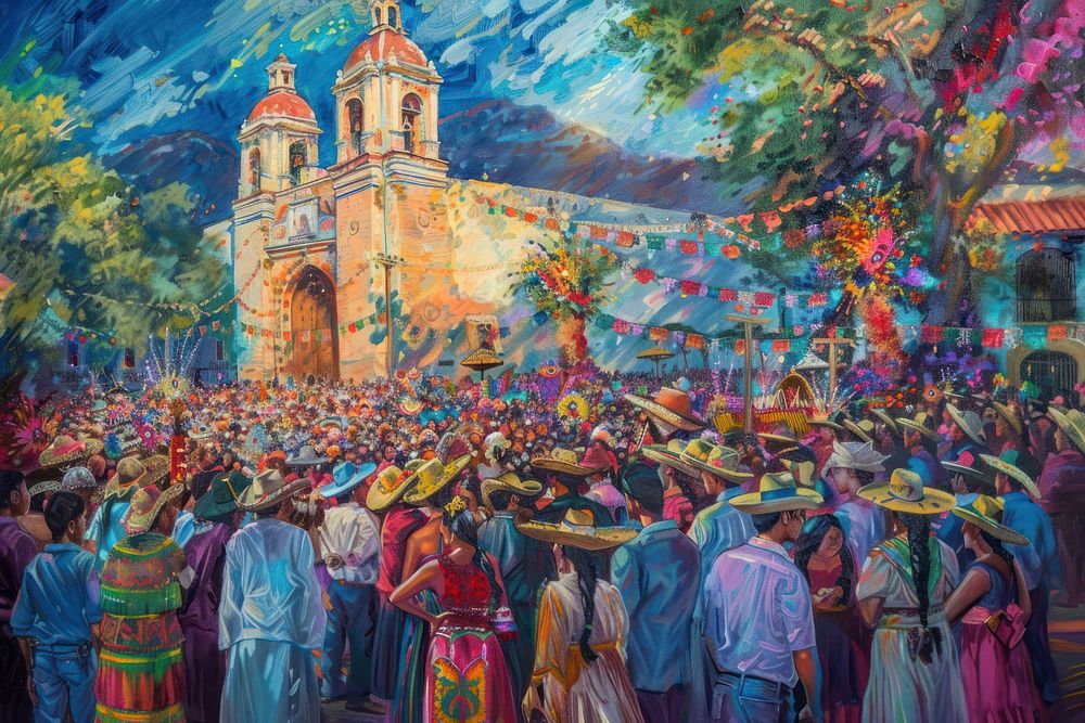 Fiesta de la Virgen de Guadalupe festival painting accessories celebrating.