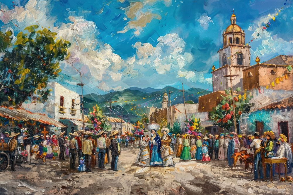 Fiesta de la Virgen de Guadalupe festival painting transportation accessories.