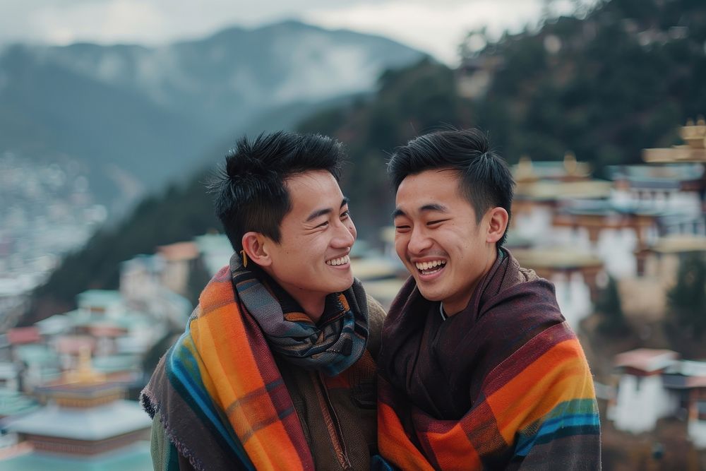 Bhutanese couple gay g together photo photography laughing.