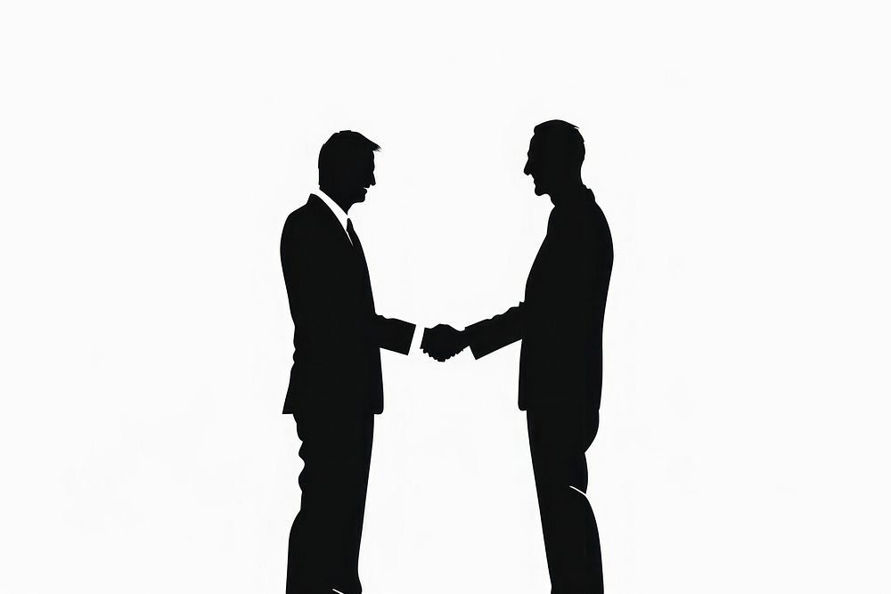 Businessman handshake silhouette clothing apparel.