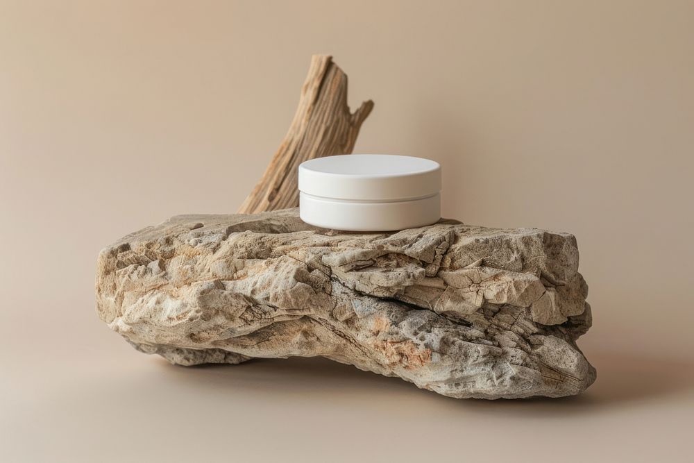Spa packaging mockup wood rock driftwood.