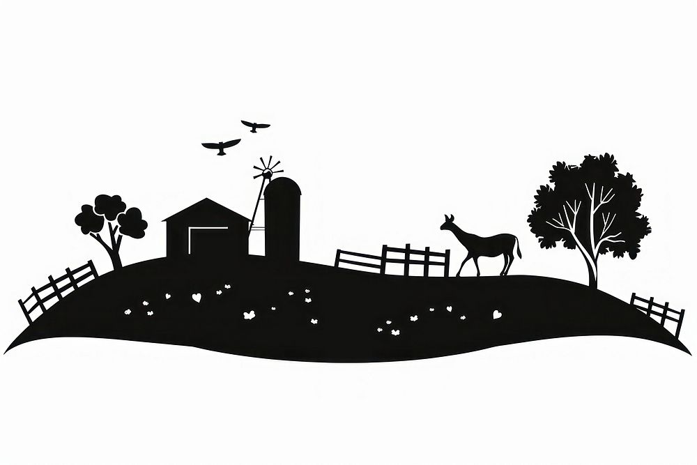 Farm silhouette art illustrated.