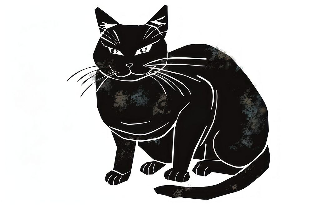 Japanese calligraphy cat stencil animal mammal.