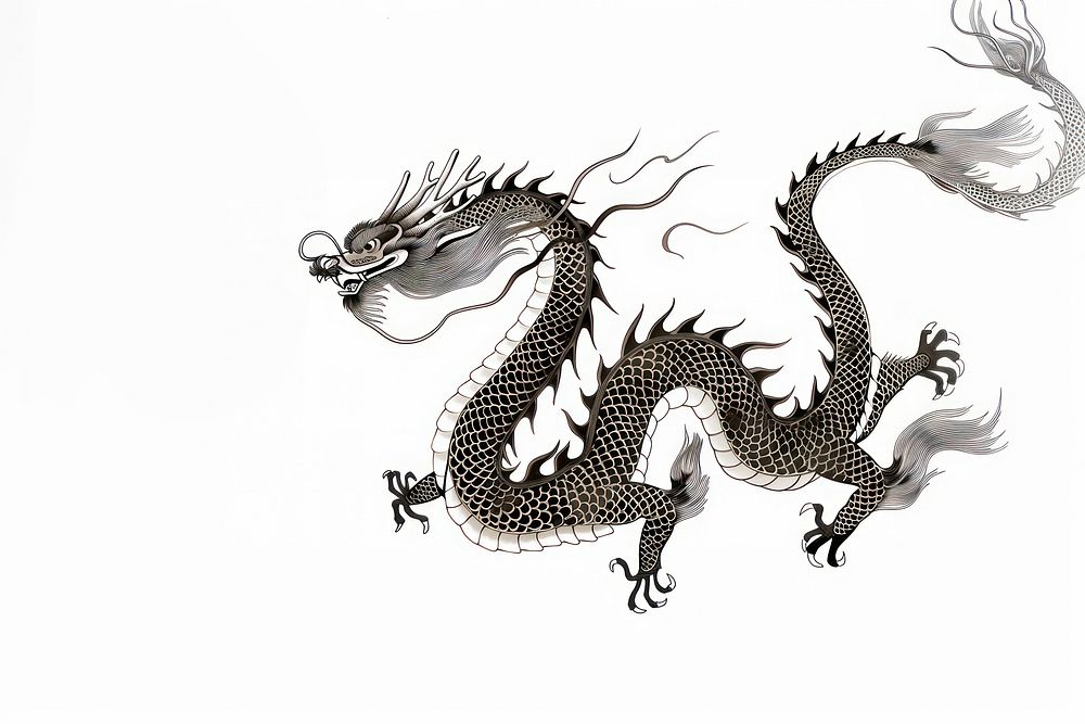 Japanese calligraphy dragon reptile animal snake.