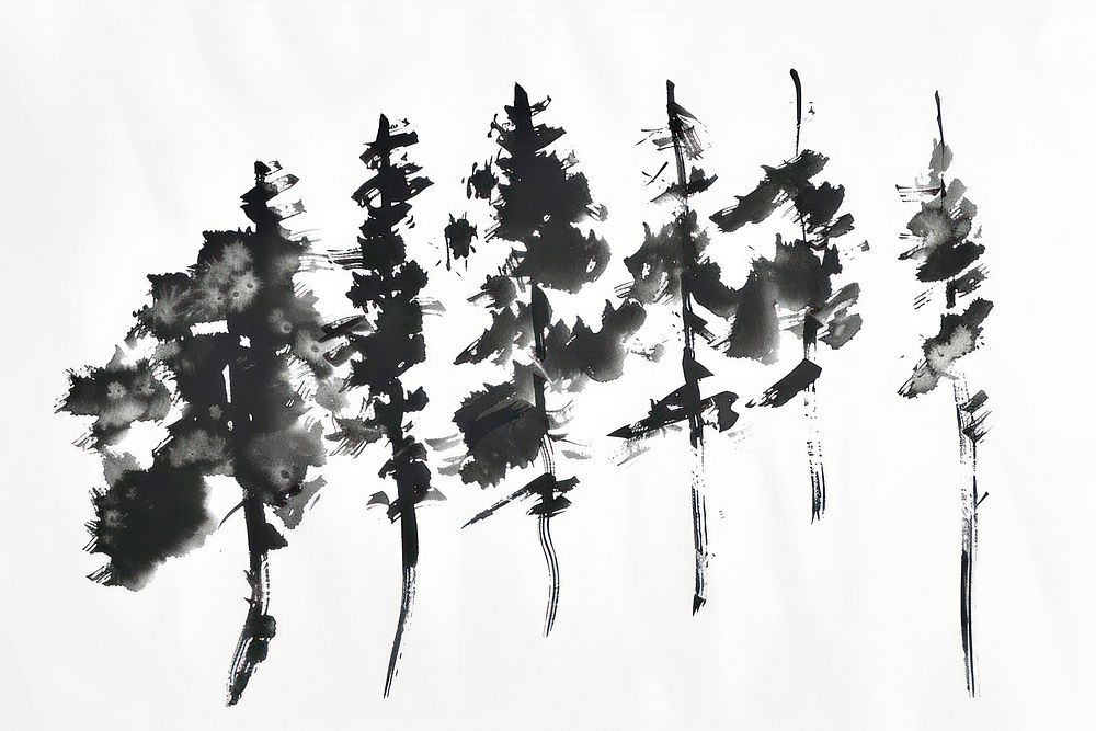 Forest Japanese minimal art transportation silhouette.