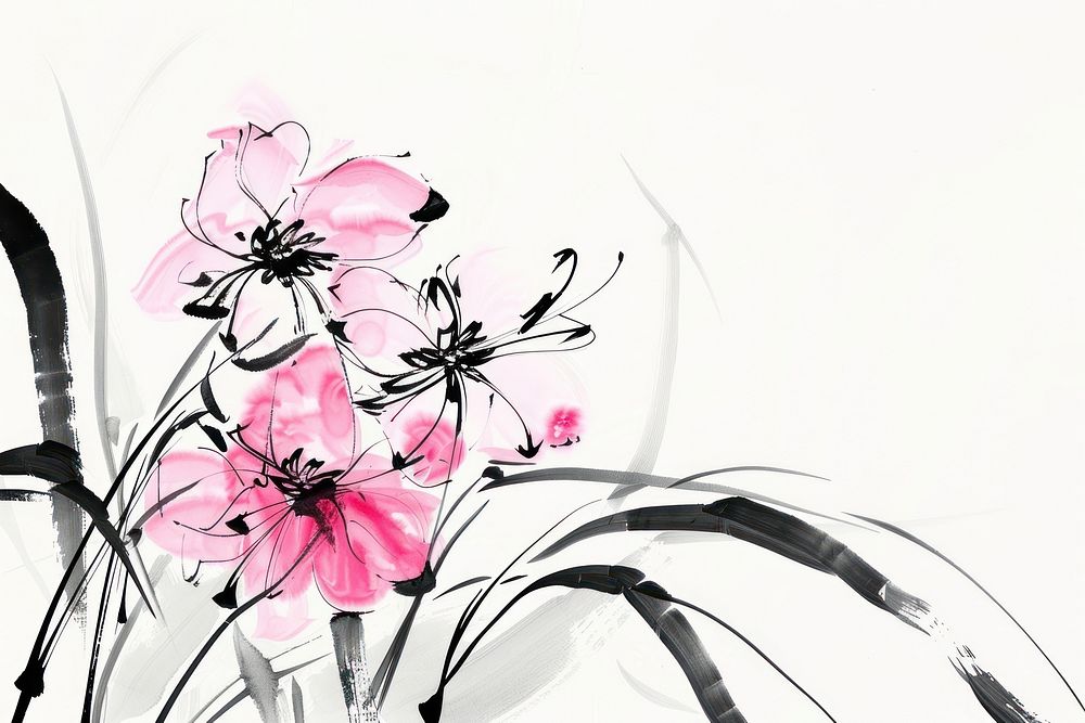 Japanese calligraphy flower art graphics pattern.