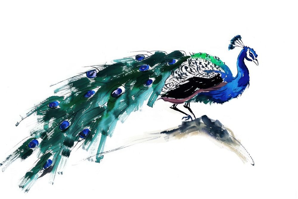 Peacock Japanese minimal animal shark bird.