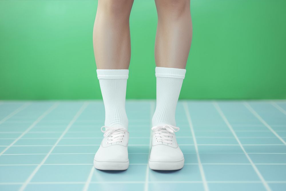 Half knee high socks & shoes mockup psd