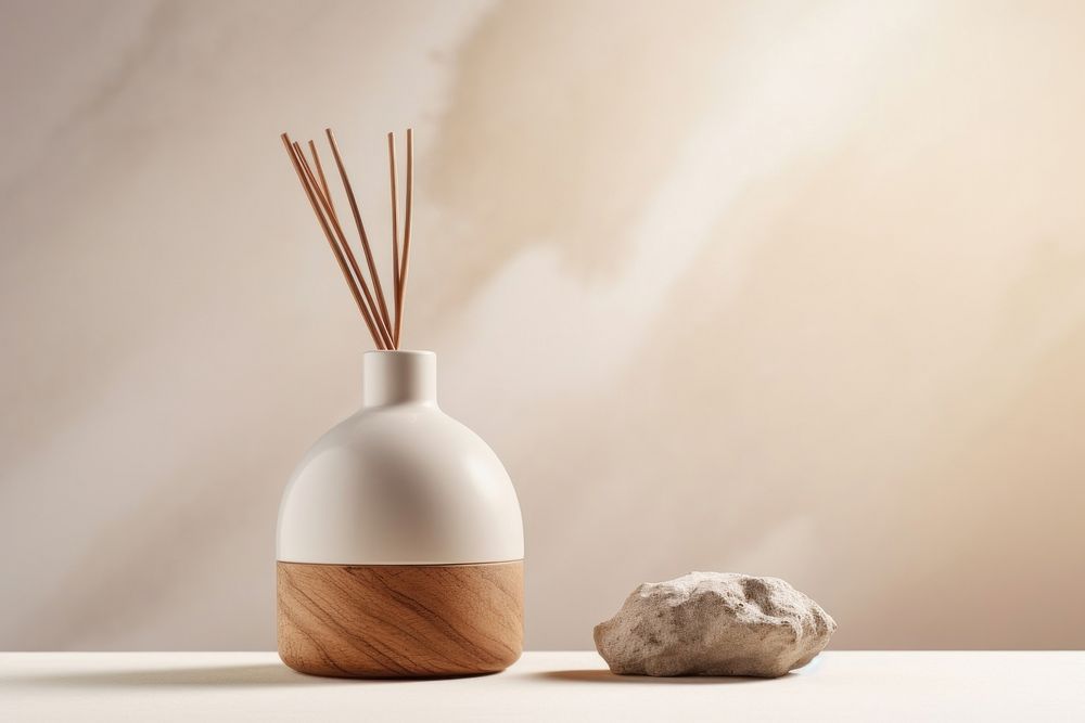 Reed diffuser mockup wood pottery incense.