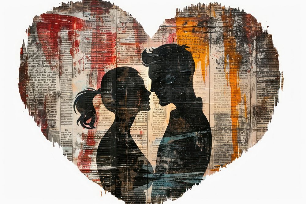 Painting romantic kissing female.
