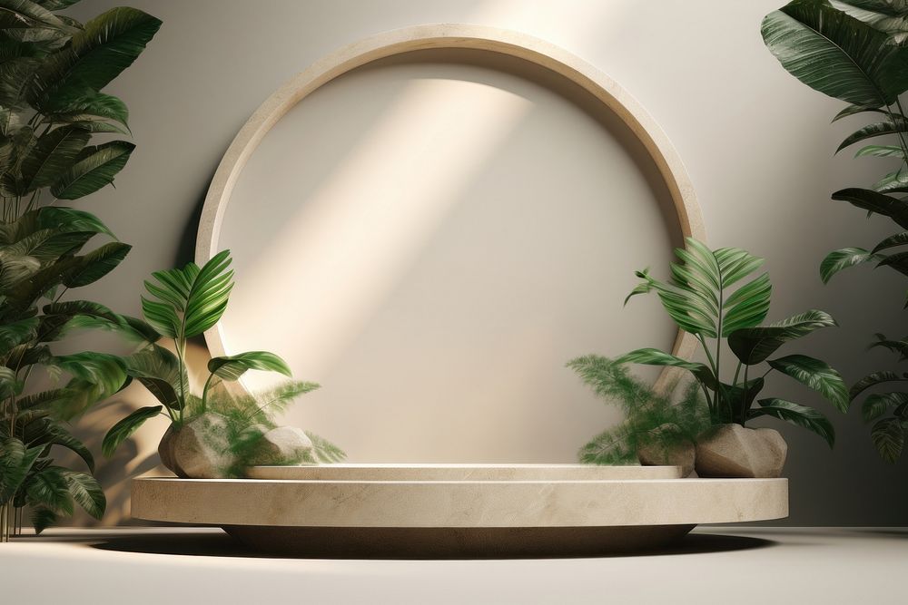 Podium scene with leaf platform bathing pottery bathtub.